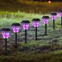 Dynaming Solar Purple Flame Torch Lights, 9-Pack Flickering Flame Outdoor Halloween & Garden Lights, Auto On/Off