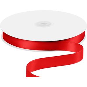 Quhora 5/8" x 100 Yards Satin Ribbon - Red Silk Ribbon with Spool - Ideal for Gift Wrapping, Floral Bouquets, Crafts, Wedding Party Decorations, Christmas and Sewing Projects
