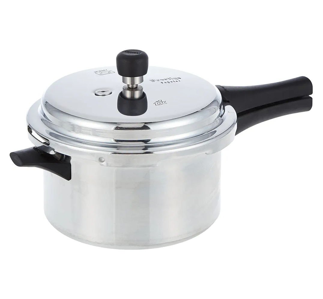 Prestige Popular Aluminum Pressure Cooker, 4 Liters, Silver