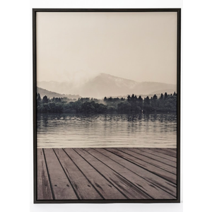 Wall Art Framed Lake Mountain Art Canvas Calm Lake With Dock, 

18×24inch