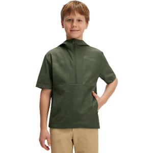 M MAELREG Boys Short Sleeve Golf Hoodie Quarter Zip with Pockets Lightweight Camo Rain Pullover for Teen (Green), 8Y