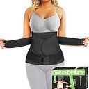 Gepoetry 3 in 1 Postpartum Belly Band Wrap Support Recovery Girdles Abdominer Binder Post Surgery Belly&Waist&Pelvis Support Belt & Back Brace (Black, Large)