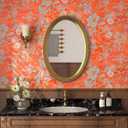 FunStick 17.5x354 Floral Wallpaper Peel and Stick Vintage Burnt Orange Wallpaper Stick and Peel Orange Floral Contact Paper for Cabinets Walls Renter Friendly Flower Wallpapers for Girls Kids Bedroom