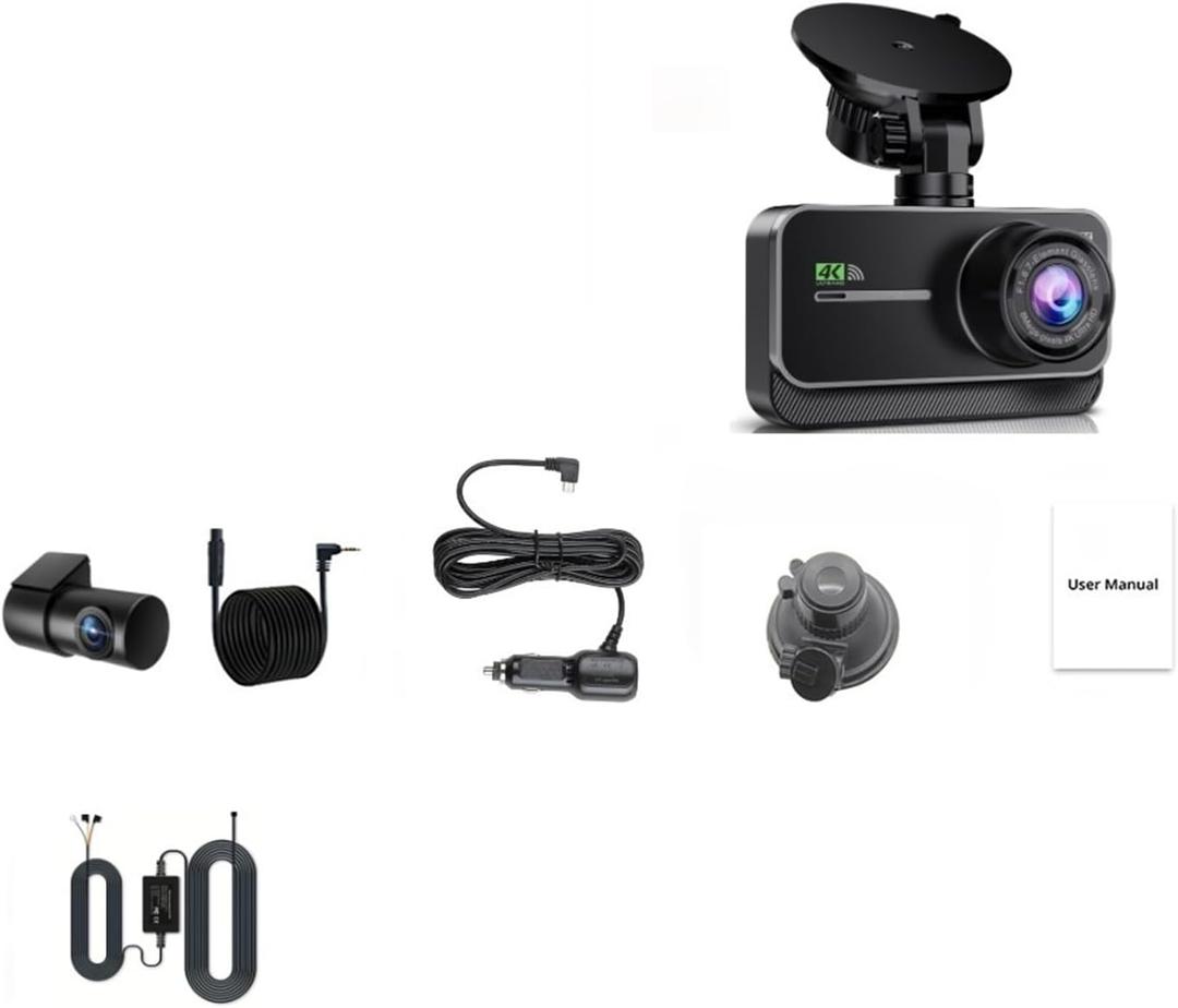 4K Dash Cam WiFi 4K CAR DVR Dashcam Black Box Dual Dash Cam Car Video Recorder Dvrs Kamera Video Registrator(4K 1080P BL,64G)