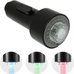 Kitchen Faucet Pull Down Spray Head with LED Lights 3-Function Sink Spray Nozzle Fit for Kitchen Sink Faucet Pull-Down Spring Single Handle Stainless Steel faucets (Matte black)