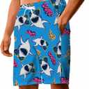 Men's Graphic Shorts Drawstring Waist Beach Hawaiian Athletic Workout Elastic Lightweight Summer Casual Shorts with Pocket, S