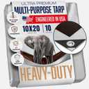 10x20 Heavy Duty Tarp, 10 Mil Thick, Waterproof, Tear & Fade Resistant, High Durability, UV Treated, Grommets Every 18 Inches. (Silver/Brown - Reversible) (10 x 20 Feet)