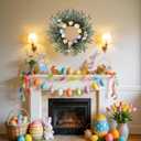 24 Inch Easter Wreath Spring Wreath Artificial Flower Wreath with Colorful Eggs Eucalyptus Leaves Hanger for Front Door Easter Summer Farmhouse Holiday Wall Home Window Decor