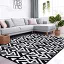 Ompaa Ultra Soft Geometric Bedroom Rugs Memory Foam Carpet, Black 5 x 8 Feet, Cozy Area Rugs for Living Room Couch Dorm Bedside Kids Girls Teens Room Nursery Decor Floor Mat