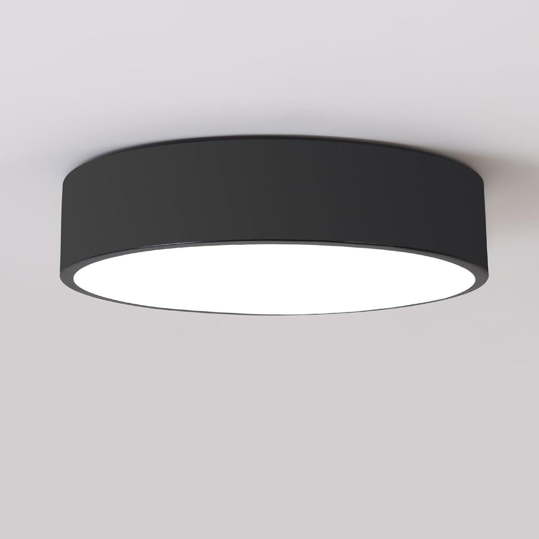 POLITAMP Black LED Flush Mount Ceiling Light,Modern Round Lighting Fixture, Dimmable Ceiling Lamp for Hallway,Kitchen,Entryway,11.8 Inch