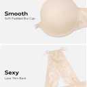 Front Closure Bras for Women Lace Racerback Sexy Plunge Lightly Padded Smooth Tshirt Underwire Push Up Bra (32D, Nude)