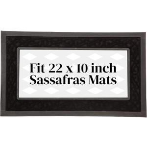 Evergreen Flag Sassafras Door Mat Tray, All-Weather Weatherproof Doormat for Indoor and Outdoor Entrance, Non-Slip Backing Entryway Front Door Mats (Black Scroll, 28 x 16 Inches)