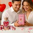 WDS WONDROUS Dog Figurine Light Up Valentine's Day Decoration, Valentine's Figurine Decor with I Love You Heart, Battery Powered Resin Dog Statue for Home Table Decor, Gift for Him Her Women