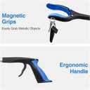 2-Pack Grabber Reacher Tool, 32 Inch Extra Long Steel Foldable Pick Up Stick with Strong Grip Magnetic, 90 Rotating Anti-Slip Jaw, Trash Claw Grabber Tool, Hand Grabber for Reaching, Arm Extension