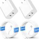 Phone 16 15 Charger Fast Charging, 2 Pack 20W Dual Port Speed Charger USB C Charger Block with 10FT/6FT Long USB C to C Charging Cable Cord Compatible with iPhone 15 16 Pro/Plus/Pro Max, Pad Pro, White