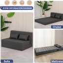 Folding Sofa Bed, Convertible Sleeper Chair Bed, Standard Size, Dark Grey | Foldable Mattress with Pillow, Washable Cover, Ideal for Living Room, Bedroom and Guest Room