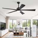 Fanbulous 60 Inch Ceiling Fans with Lights and Remote, Black Modern Ceiling Fan with 6 Speeds & 3CCT,Bright LED Light,Reversible Quiet DC Motor for Bedroom,Living Room