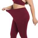 Plus Size High Waist Capri Leggings with Pockets for Women Tummy Control Yoga Crop Pants for Summer Workout Athletic (5X-Large, Burgundy)