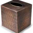 Monarch Abode Hand Hammered Tissue Box Cover Square, Antique Copper Tissue Holder for Bathroom, Square Metal Dresser Accessories for Home & Office, Decorative Tissue Box Holder, Antique Copper Finish
