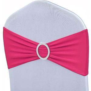 Albassa Chair Sashes Spandex Stretch Chair Bows with Buckle Slider for Wedding Party Decorations (Hot Pink, 50PCS) (50PCS, Hot Pink)