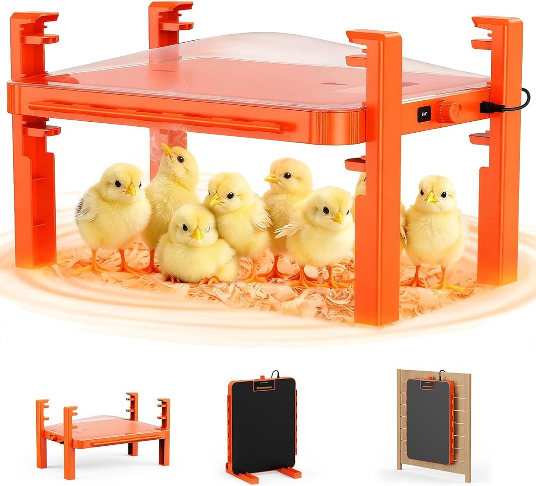 Brooder Plate for Chicks,11" x 15" Chick Heat Plate with Adjustable Height & Temp,200W Brooder Heater Warmer for Chicken Coops Poultry (Orange)