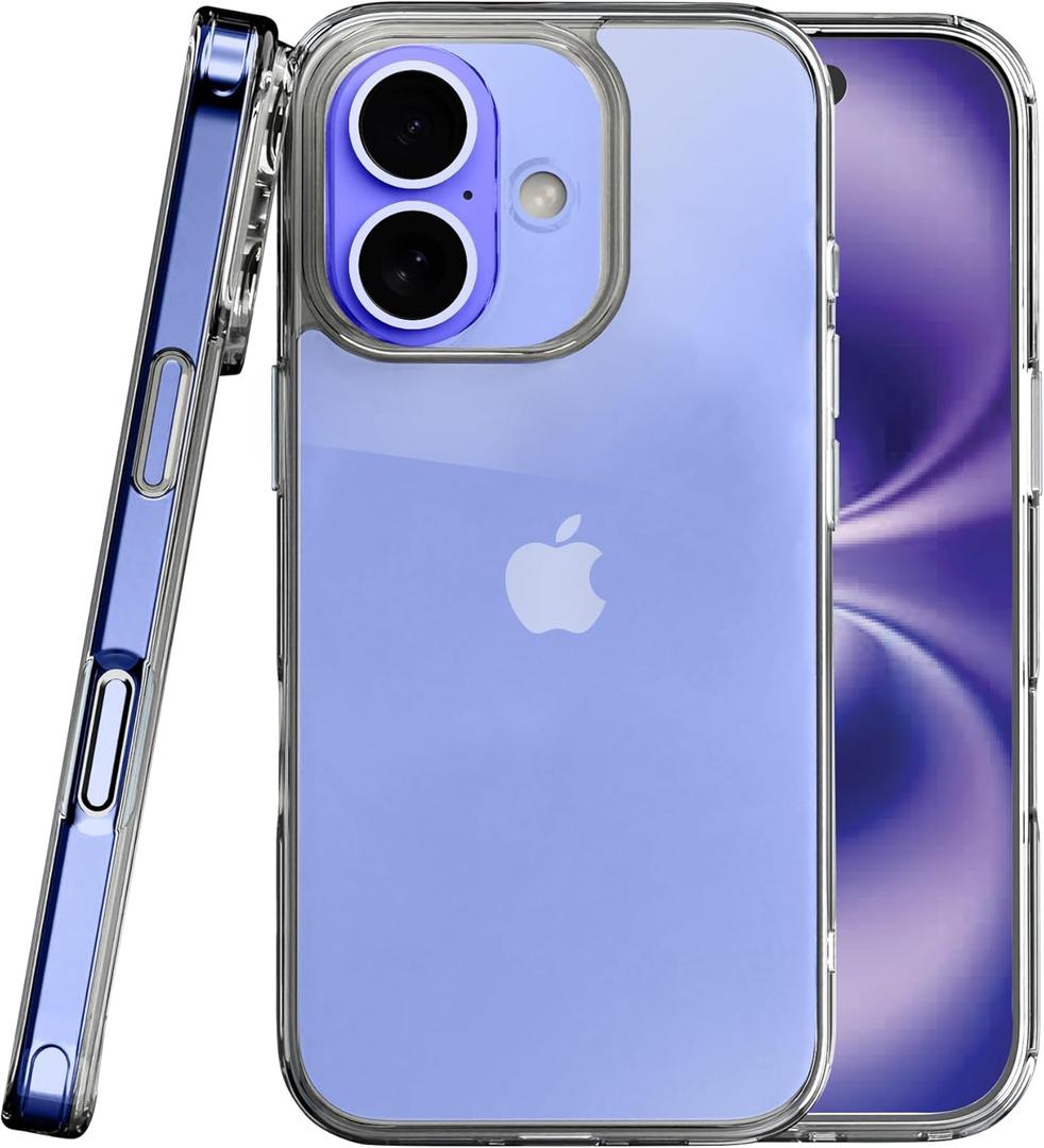 ALTURIZ for iPhone 16 Case [6.1"] Crystal Clear, [Military-Grade Protection], Shockproof, Non-Yellowing, Anti-Scratch, Women Mens Girls Boys, Clear Phone Case for iPhone 16, Clear