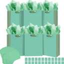 qiqee 24pcs Bean Green Gift Bags with Tissue Paper for Wedding, Birthday, Party Supplies-7.9"x4.3"x9.6" Medium Size Cardboard Gift Bags24pcs Bags + Tissue Paper