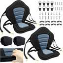 Kayak Seat Deluxe Padded Fishing Boat Seat Deluxe Sit-On-Top Canoe Seat Cushioned - Comfortable Backrest Support Universal Sit with Adjustable Back Strap Detachable Storage Bag