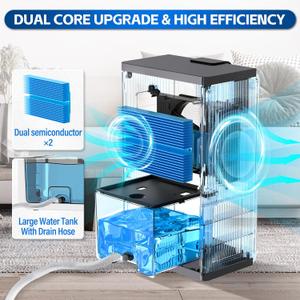 Keepglad Amzart Dehumidifier 118 Oz For Home, (980 Sq.Ft) With Humidity Display, Time Setting Dehumidifier, Drain Hose, Defrost Function White