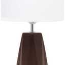 Beachy Beauty Ceramic Prism Table Lamp from Coastal Charm Collection, Brown Prism Base, White Drum Shade, 60W Bulb, 17.5" Tall
