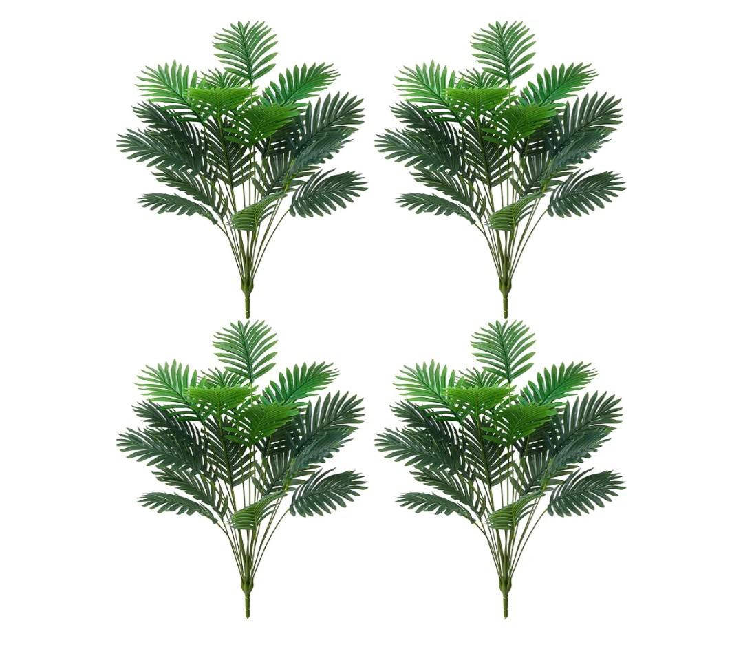 18 Leaf Large Areca Palm Artificial Plant4 Packs UV Resistant Faux Palm Tree Leaves Tropical Greenery for Home Office Party Decor Indoor Outdoor