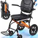 Aevi Lightweight Transport Wheelchair for Adults & Seniors, 19 lbs Folding Travel Wheelchair with 17.7" Seat, Portable Transport Chair for Caregivers, Narrow Wheelchair for Doorways (White - 3)