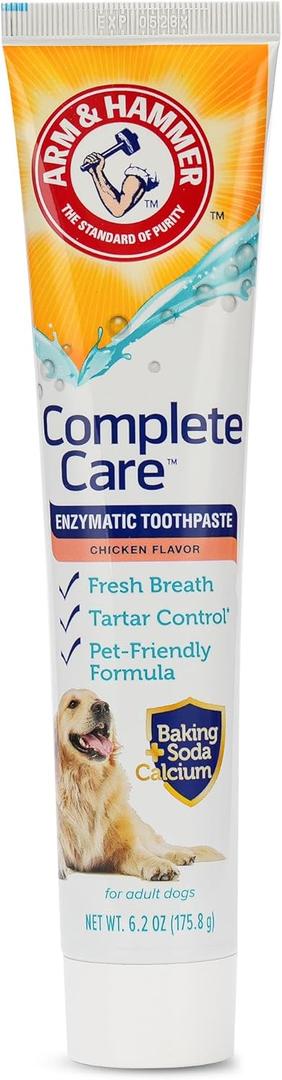Arm & Hammer Complete Care Enzymatic Dog Toothpaste with Baking Soda and Calcium, Fluoride-Free Chicken Flavor for Plaque, Tartar, and Fresh Breath, 6.2 Oz Value Size