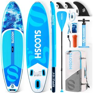 SLOOSH Inflatable Stand Up Paddle Board, 10'6" Paddle Boards with Premium Accessories, Non-Slip EVA Deck, Ultra-Light Carry Bag Pump, Ripple SUP for Youth & Adults of All Skill Levels