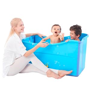 Large Foldable Bathtub for Toddler Collapsible Baby Bathtub Portable Bath tub Lightweight for Children Twins Petite Adult (Blue)