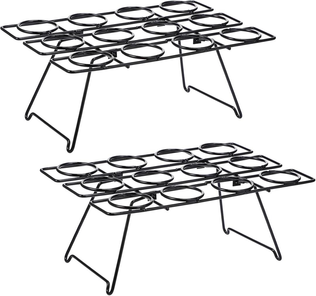Patelai 2 Pack Ice Cream Cone Baking Racks 12-cavity Cupcake Cone Holders Cupcakes Display Stands Cooling Racks for Home Kitchen Baking Cooking Ice Cream Tools Supplies(Black)