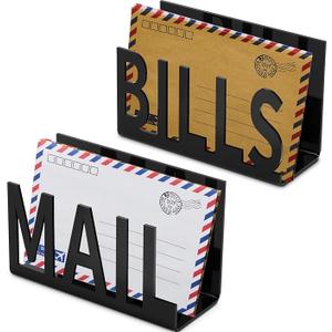 Quzzil 2 Pcs Mail Bill Organizers Holders for Desk Mail Holder Countertop Hollow Sorter Letter Decorative Bill and Desk Vertical Envelope Holder