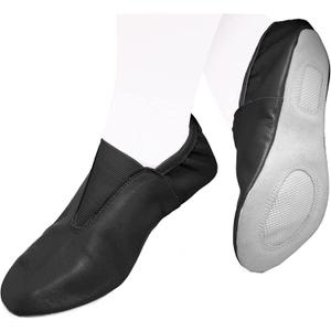 Adult Gymnastic Shoes - Trampoline and Tumbling Agility Gym Footwear - Goat Leather Slip-on With Rubber Sole (6, Black)