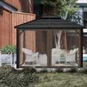 Gazebo Replacement Mosquito Netting Outdoor Universal Gazebo Canopy 4-Panels Screen Sidewalls with Zipper for Patio Garden (Coffee, 10x12)