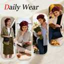Women's Chenille Beret - Soft & Warm French Hat with Metal Heart Accent for Fall/Winter.