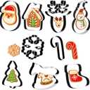 2 x Christmas Cookie Cutters - 9 PCS Christmas Party Favors Decorations Kit Shaped in Santa Snowman Cane Candy |Stainless Steel Navidad Stroking Stuffers Food Gingerbread Baking Press Supplies for Kitchen