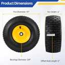 2 Pcs 15x6.00-6 Tubeless Lawn Mower Tire and Wheel, 15x6-6 Lawn Mower Front Tires, Compatible with John Deere Riding Mowers Lawn Tractors, with 3/4" & Extra 5/8" Bearings, 3"-4.4" Offset Hub, Yellow