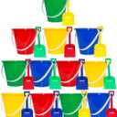 12 Pack 5'' Inch Sand Beach Buckets Pail with Beach Shovels,Sand Bucket Water Bucket for Beach Fun Great Summer Party Accessory