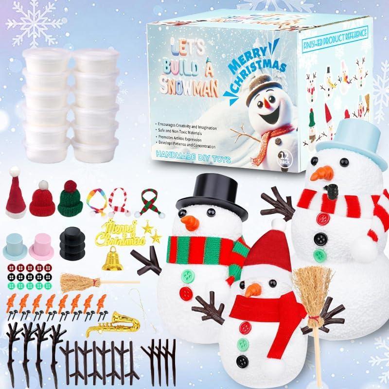 12 Pack Christmas Snowman Craft, Christmas Stocking Stuffers for Kids,DIY Snowman Making Kit, Snowman Modeling Clay Set, Build a Snowman Kit for Christmas Decorations Gifts Xmas Activities Holiday