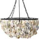 Creative Co-Op Round Oyster Shell Chandelier with 2 Lights