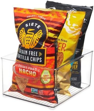 iDesign Stackable Storage Bin with Handles - Organize Pantry, Fridge, or Freezer, Clear, Made in USA, Set of 2