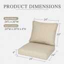 Aoodor 24" x 24" Patio Deep Seat Cushion Set, Water Resistant & Fade Resistant Outdoor Furniture Cushions with Adjustable Straps for Patio, Deck, Garden, Brown
