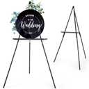 VISWIN 63" Black Easel Stand for Wedding Signs, Adjustable Wooden Display Easel with Holder, Tripod Floor Easel for Welcome Board, Poster, Picture, Photos, Paintings, 1 PCS