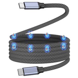 Magnetic USB C Charger Cable, 240W Type C Charging Cable, 5A USB C to USB C Cable, 3.3ft Type C Fast Charging Cord Braided and Data Sync for iPhone 15 16 Pro/Pro Max/Plus, MacBook, Galaxy S24