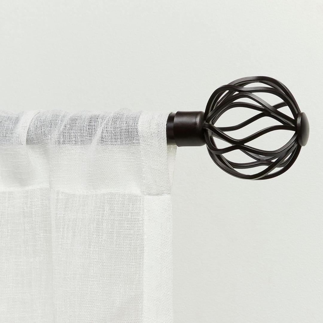 Exclusive Home Curtains Ogee 1" Curtain Rod and Coordinating Finial Set, Matte Bronze, Adjustable 36"-72"